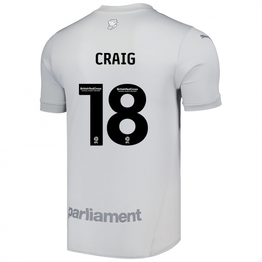 Hombre Camiseta Matthew Craig #18 Gris Plata 2ª Equipación 2024/25 La Camisa Perú