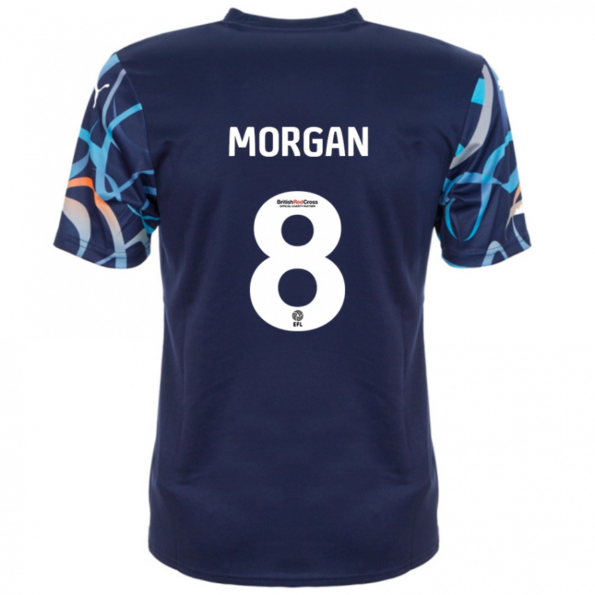 Hombre Camiseta Albie Morgan #8 Azul Marino 2ª Equipación 2024/25 La Camisa Perú