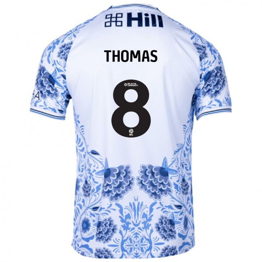 Hombre Camiseta George Thomas #8 Blanco Azul 2ª Equipación 2024/25 La Camisa Perú