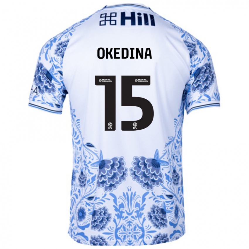 Hombre Camiseta Jubril Okedina #15 Blanco Azul 2ª Equipación 2024/25 La Camisa Perú