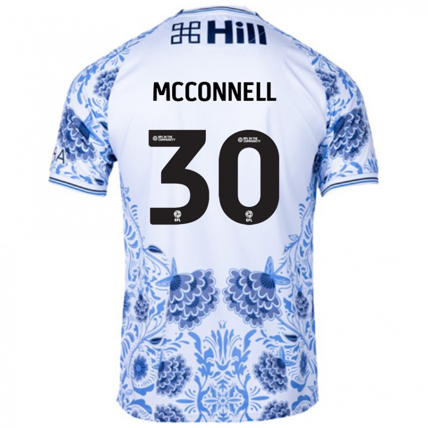 Hombre Camiseta Glenn Mcconnell #30 Blanco Azul 2ª Equipación 2024/25 La Camisa Perú