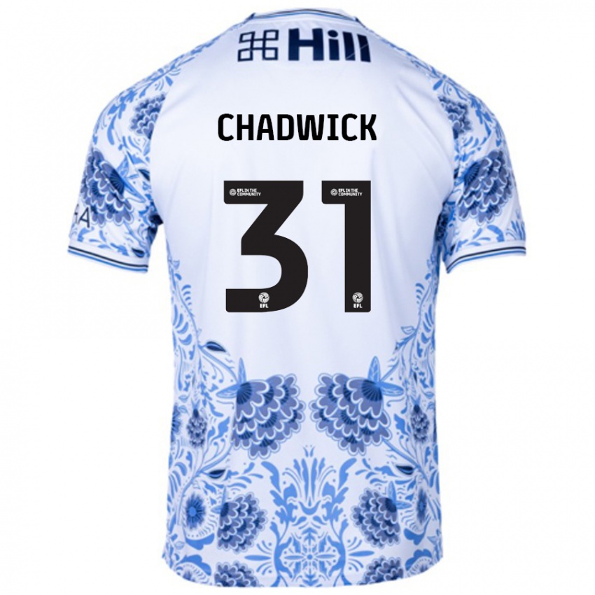 Hombre Camiseta Louis Chadwick #31 Blanco Azul 2ª Equipación 2024/25 La Camisa Perú