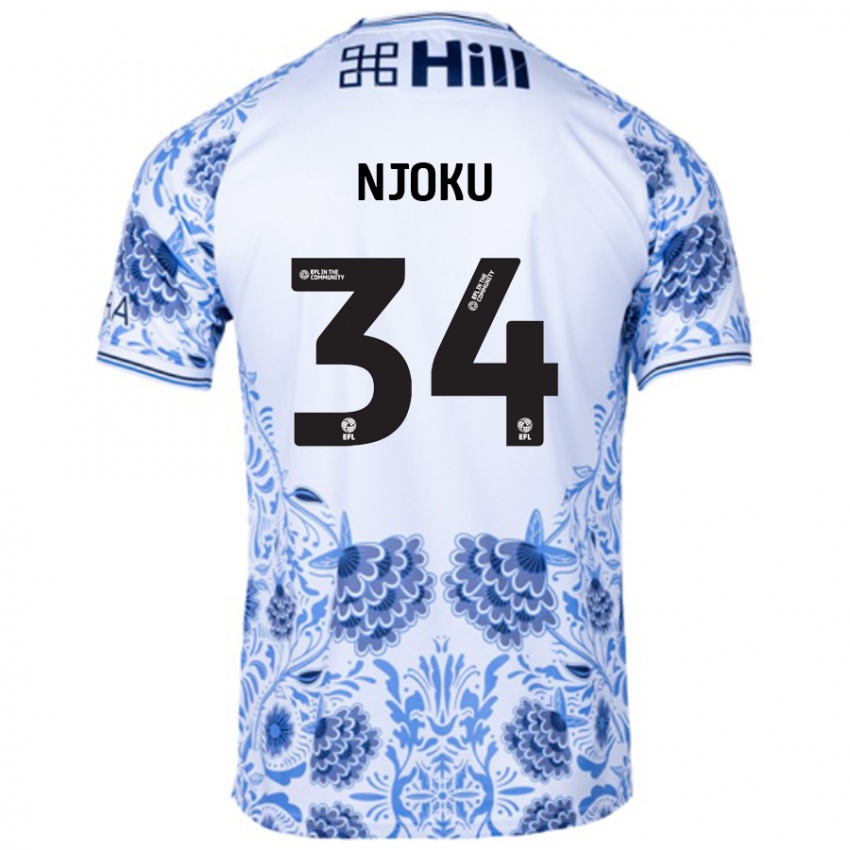 Hombre Camiseta Brandon Njoku #34 Blanco Azul 2ª Equipación 2024/25 La Camisa Perú