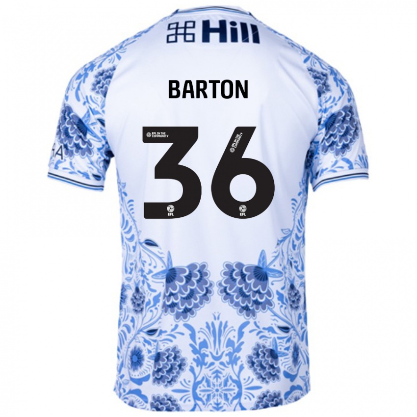 Hombre Camiseta Dan Barton #36 Blanco Azul 2ª Equipación 2024/25 La Camisa Perú