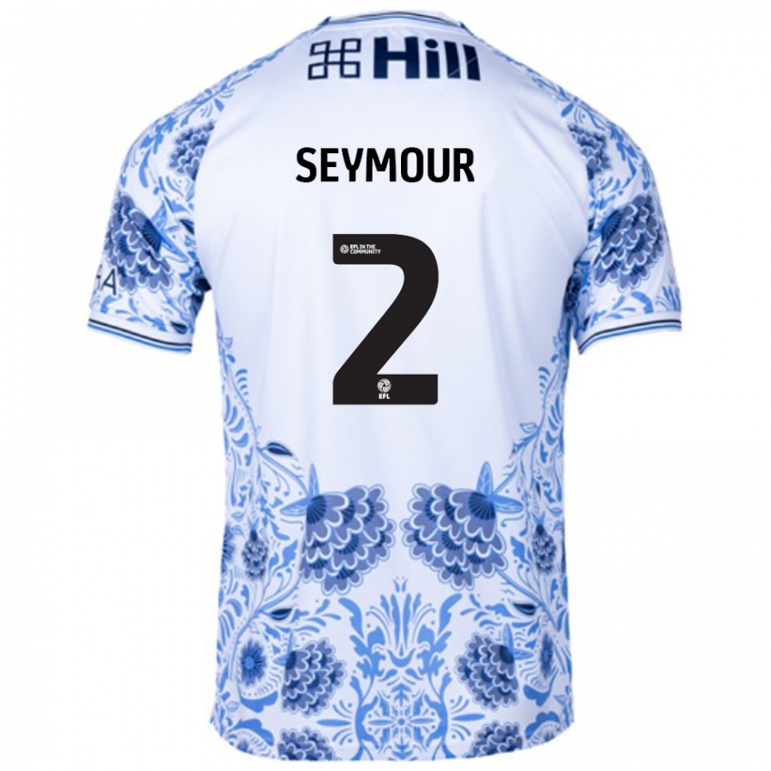 Hombre Camiseta Mayzee Seymour #2 Blanco Azul 2ª Equipación 2024/25 La Camisa Perú