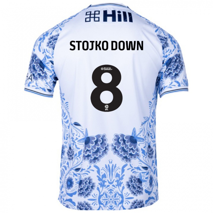 Hombre Camiseta Alysha Stojko-Down #8 Blanco Azul 2ª Equipación 2024/25 La Camisa Perú