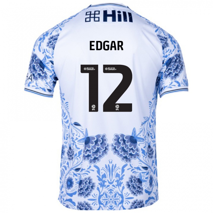 Hombre Camiseta Sammy Edgar #12 Blanco Azul 2ª Equipación 2024/25 La Camisa Perú