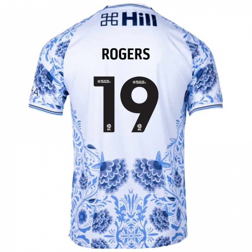 Hombre Camiseta Beatrice Rogers #19 Blanco Azul 2ª Equipación 2024/25 La Camisa Perú