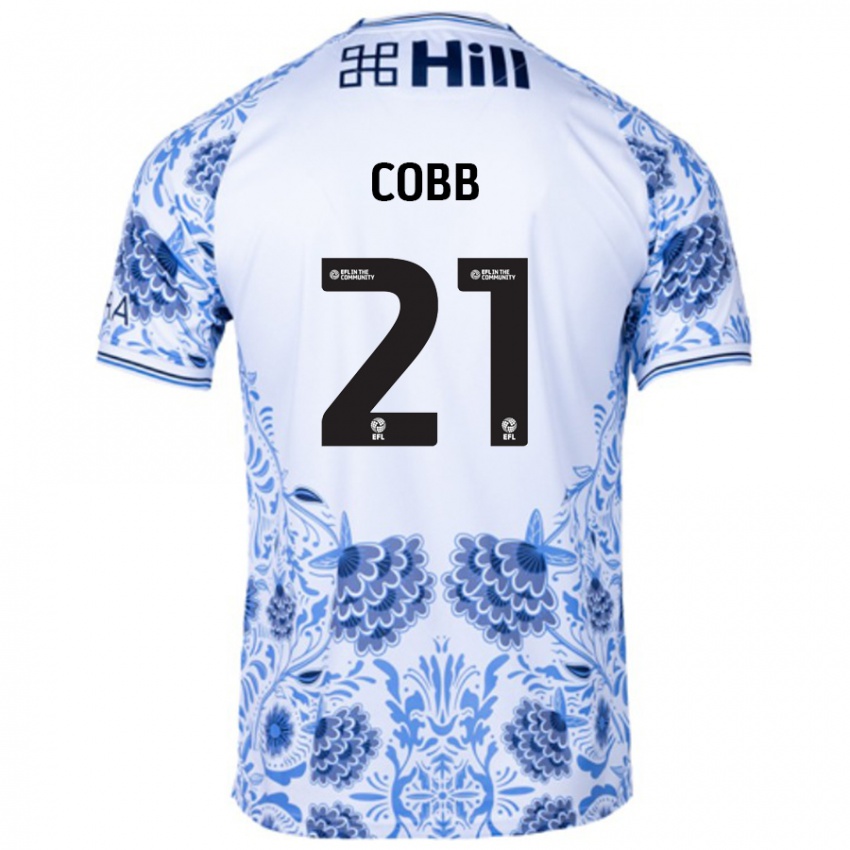 Hombre Camiseta Serena Cobb #21 Blanco Azul 2ª Equipación 2024/25 La Camisa Perú