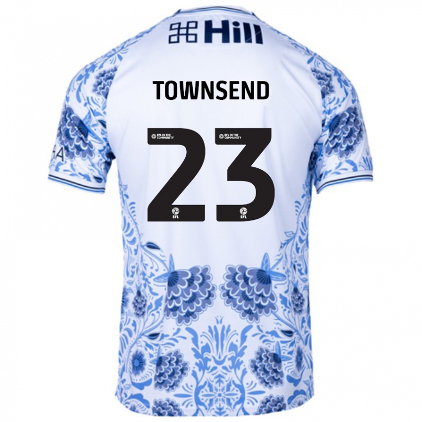 Hombre Camiseta Eleanor Townsend #23 Blanco Azul 2ª Equipación 2024/25 La Camisa Perú