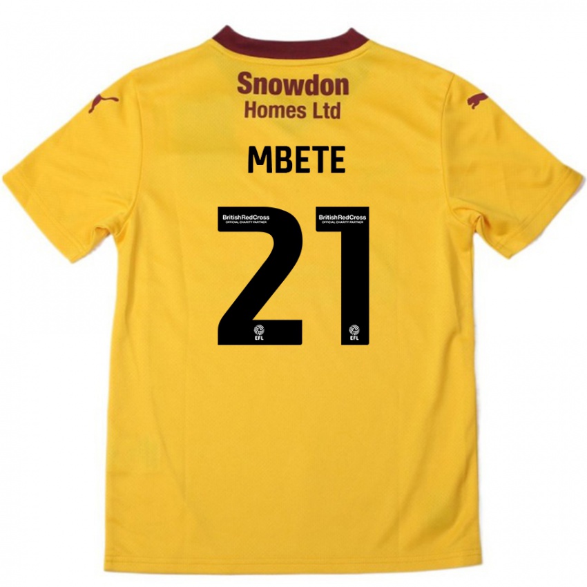 Hombre Camiseta Luke Mbete #21 Naranja Borgoña 2ª Equipación 2024/25 La Camisa Perú