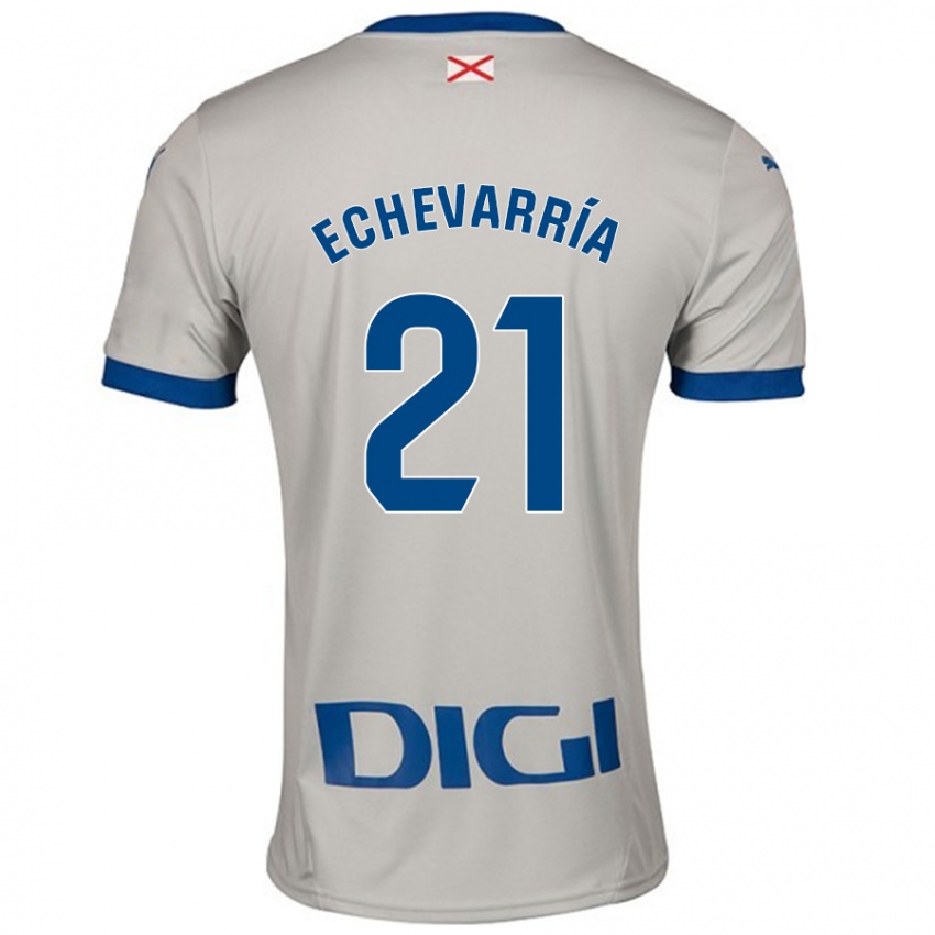 Hombre Camiseta Martin Echevarría #21 Gris Claro 2ª Equipación 2024/25 La Camisa Perú