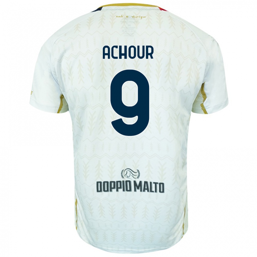 Hombre Camiseta Sofiane Achour #9 Blanco 2ª Equipación 2024/25 La Camisa Perú