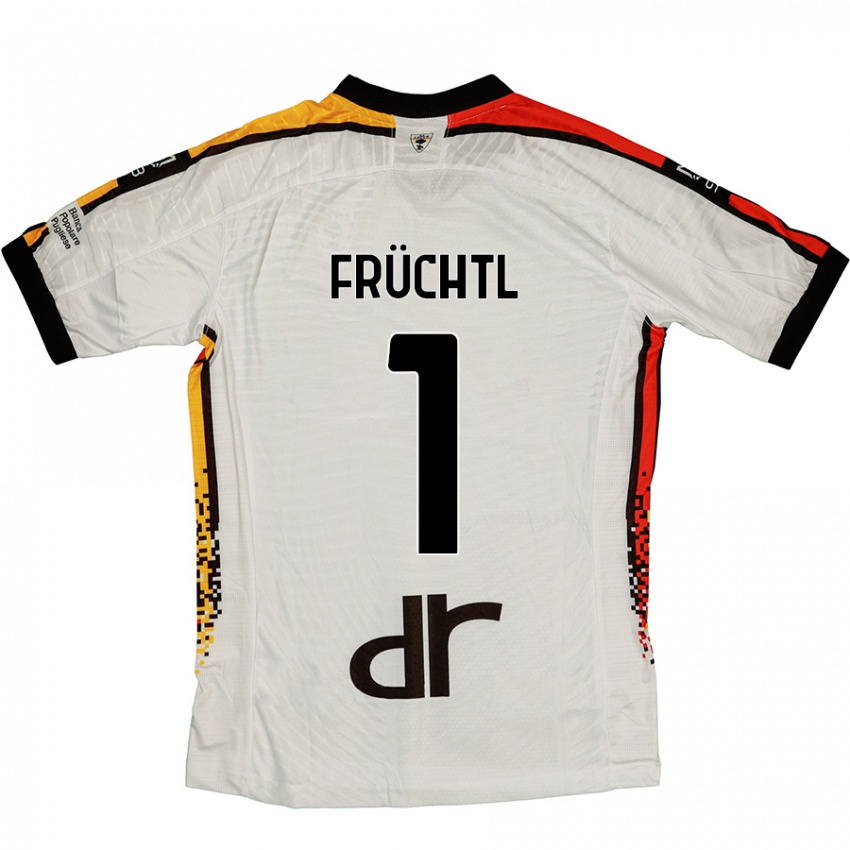 Hombre Camiseta Christian Früchtl #1 Blanco Negro 2ª Equipación 2024/25 La Camisa Perú