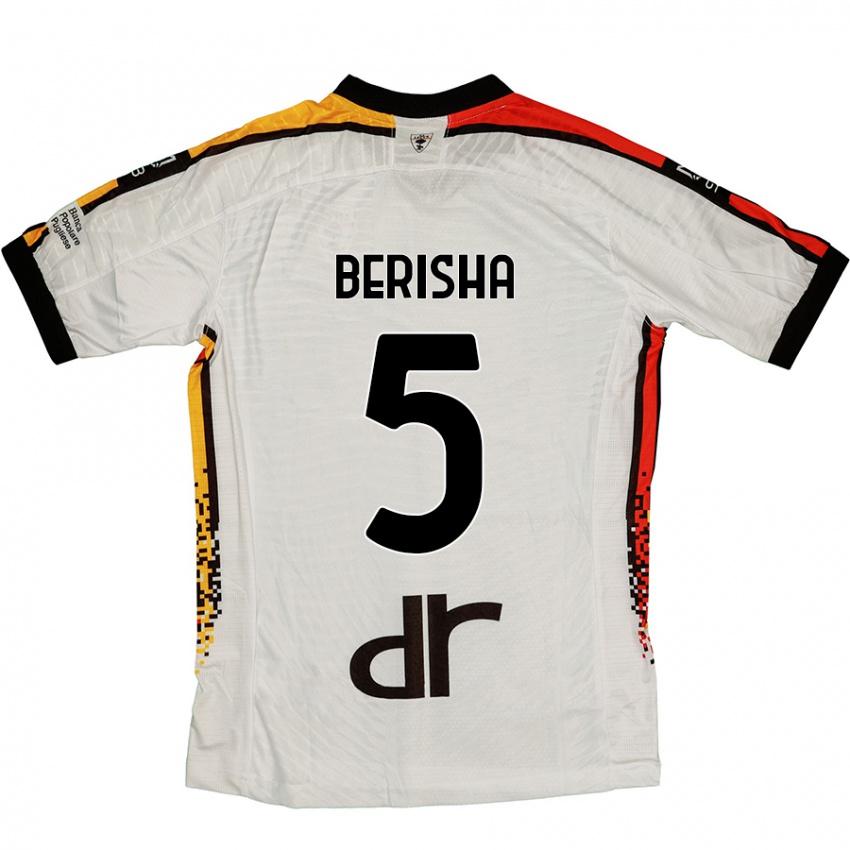 Hombre Camiseta Medon Berisha #5 Blanco Negro 2ª Equipación 2024/25 La Camisa Perú