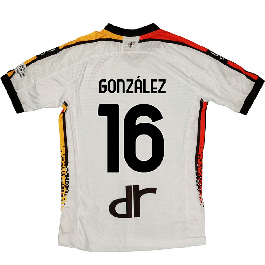 Hombre Camiseta Joan González #16 Blanco Negro 2ª Equipación 2024/25 La Camisa Perú