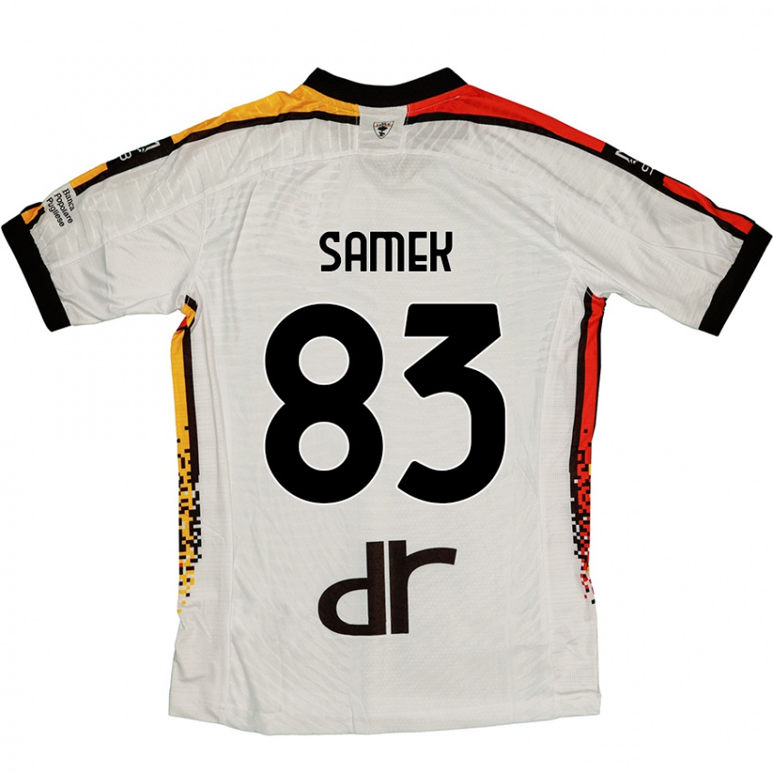 Hombre Camiseta Daniel Samek #83 Blanco Negro 2ª Equipación 2024/25 La Camisa Perú