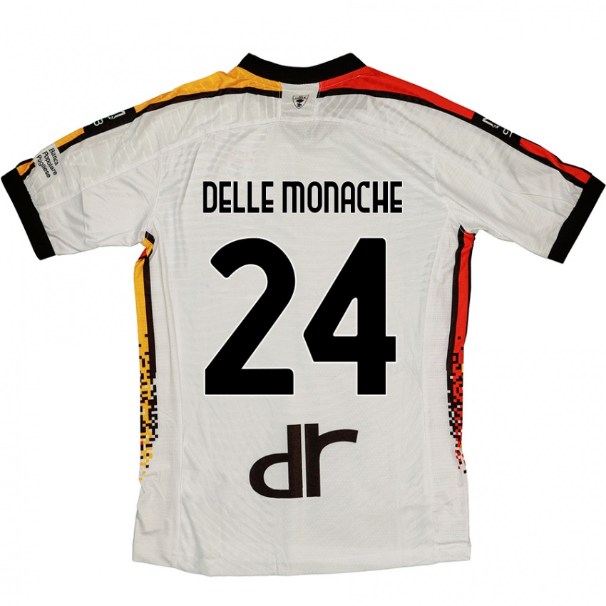 Hombre Camiseta Marco Delle Monache #24 Blanco Negro 2ª Equipación 2024/25 La Camisa Perú