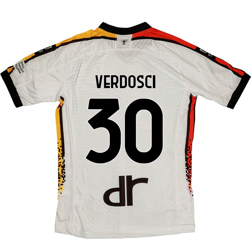 Hombre Camiseta Simone Verdosci #30 Blanco Negro 2ª Equipación 2024/25 La Camisa Perú