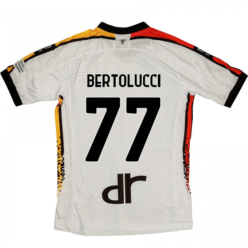 Hombre Camiseta Sandro Bertolucci #77 Blanco Negro 2ª Equipación 2024/25 La Camisa Perú