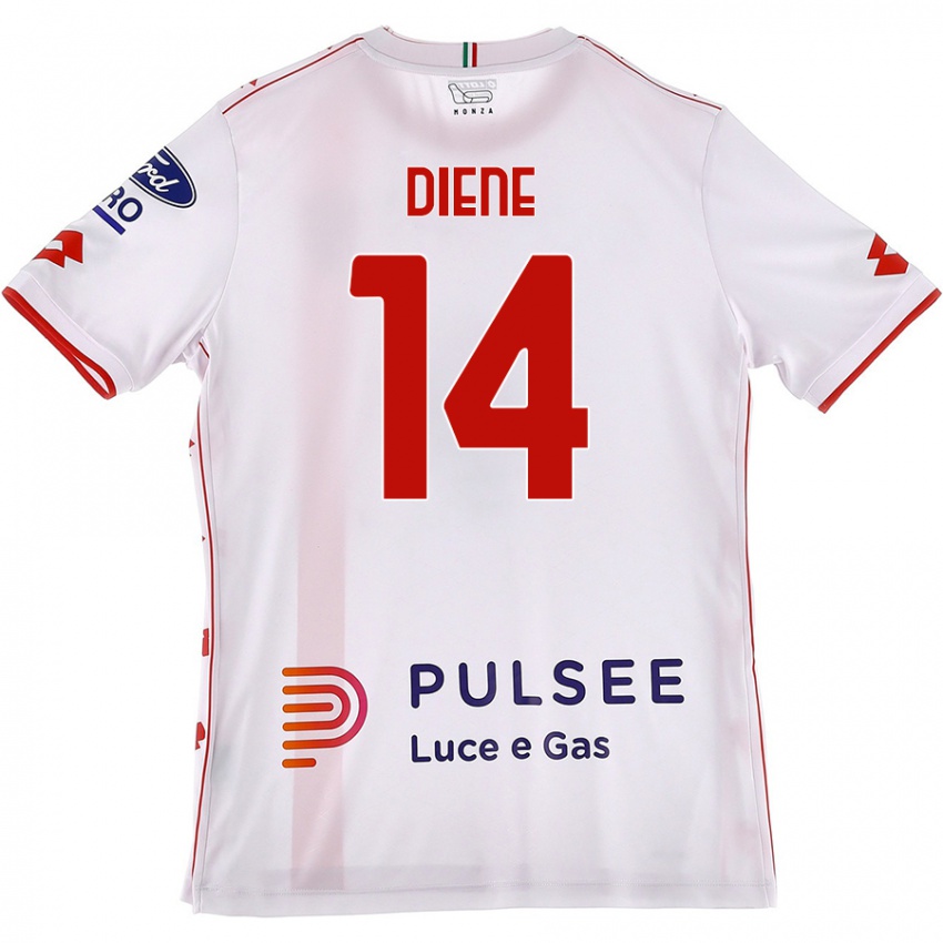 Hombre Camiseta Abdou Diene #14 Blanco Rojo 2ª Equipación 2024/25 La Camisa Perú