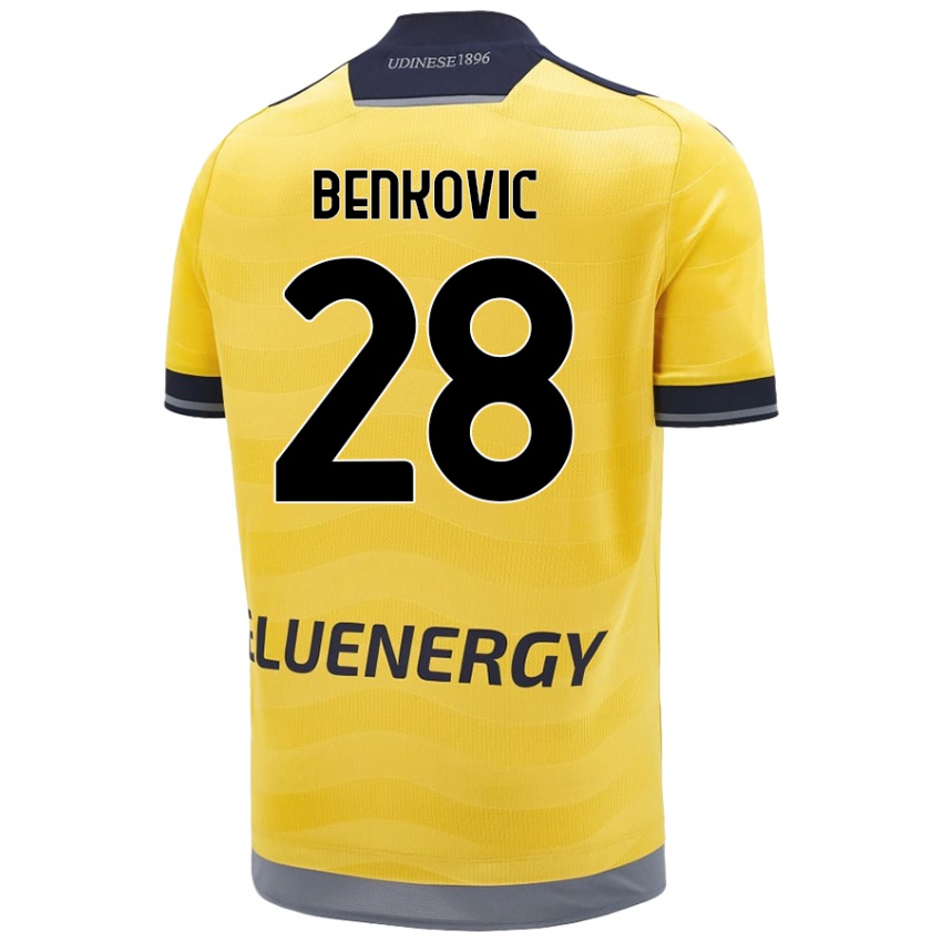 Hombre Camiseta Filip Benkovic #28 Dorado 2ª Equipación 2024/25 La Camisa Perú