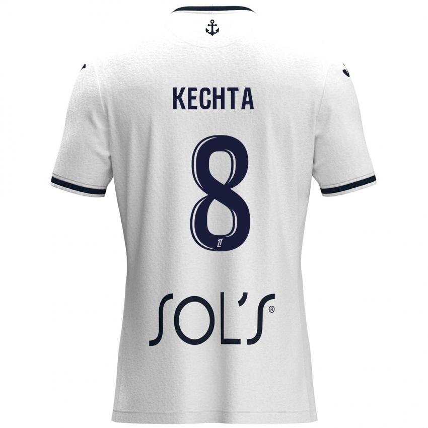 Hombre Camiseta Yassine Kechta #8 Blanco Azul Oscuro 2ª Equipación 2024/25 La Camisa Perú