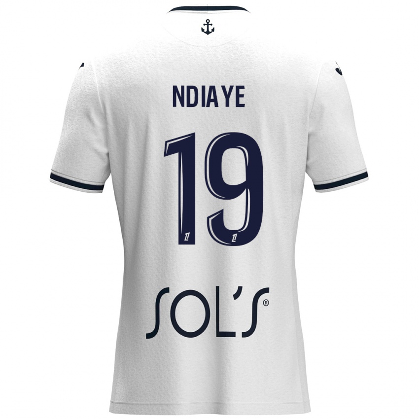 Hombre Camiseta Rassoul Ndiaye #19 Blanco Azul Oscuro 2ª Equipación 2024/25 La Camisa Perú