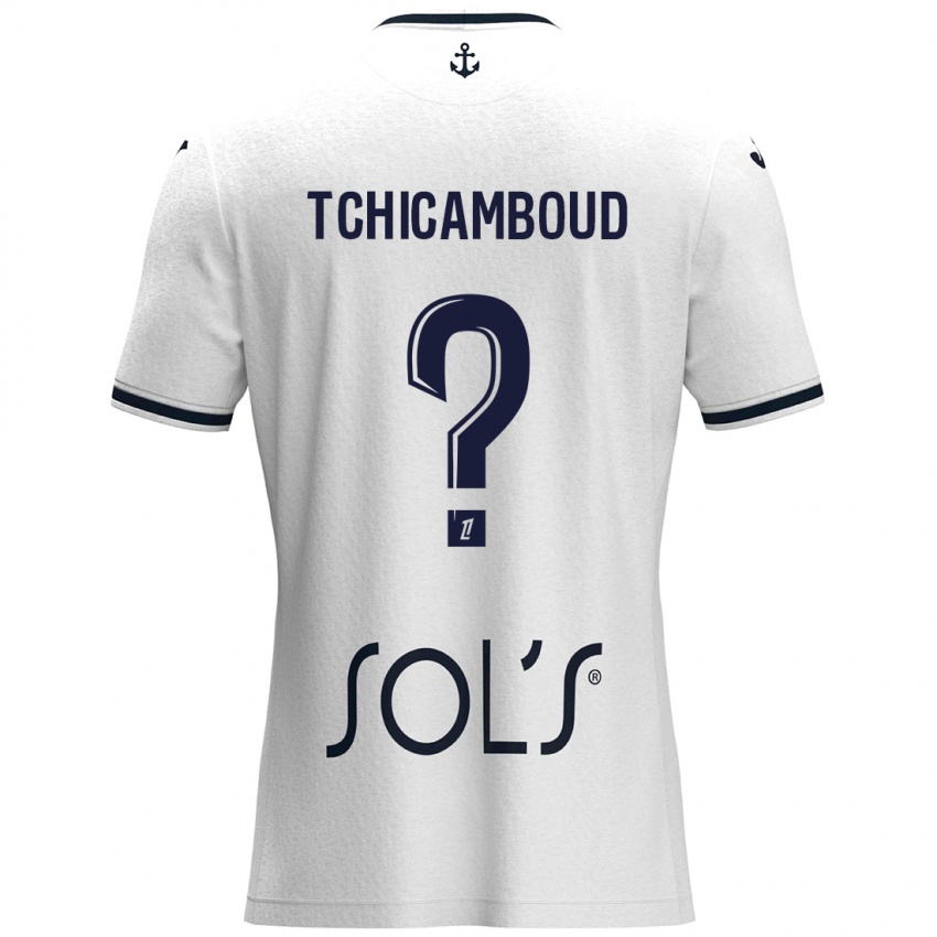 Hombre Camiseta Steed Tchicamboud #0 Blanco Azul Oscuro 2ª Equipación 2024/25 La Camisa Perú