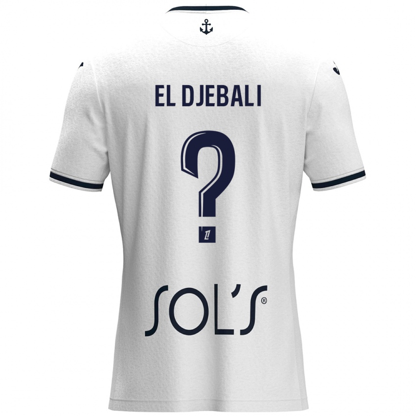 Hombre Camiseta Rayan El Djebali #0 Blanco Azul Oscuro 2ª Equipación 2024/25 La Camisa Perú