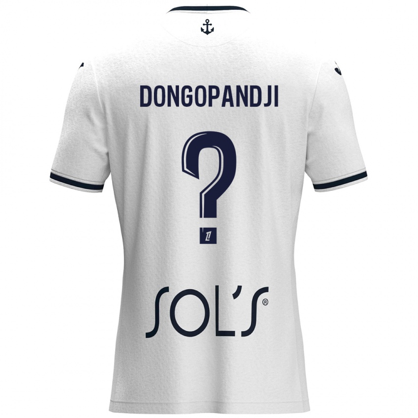 Hombre Camiseta Hakim Dongopandji #0 Blanco Azul Oscuro 2ª Equipación 2024/25 La Camisa Perú