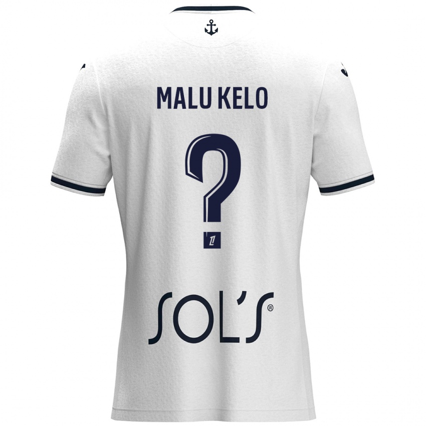 Hombre Camiseta Yohann Malu Kelo #0 Blanco Azul Oscuro 2ª Equipación 2024/25 La Camisa Perú