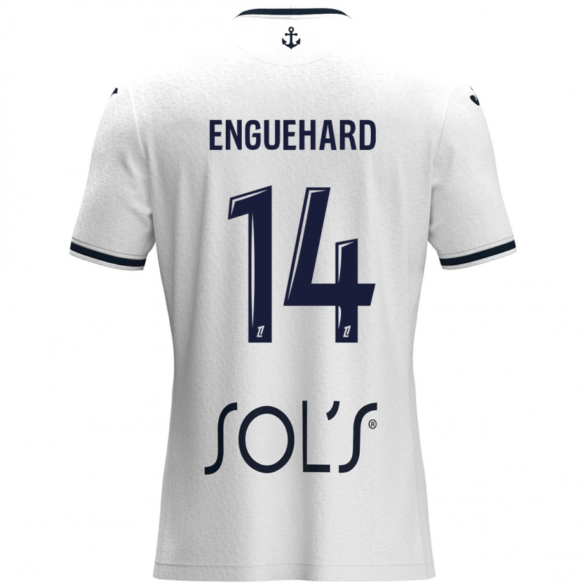 Hombre Camiseta Romane Enguehard #14 Blanco Azul Oscuro 2ª Equipación 2024/25 La Camisa Perú