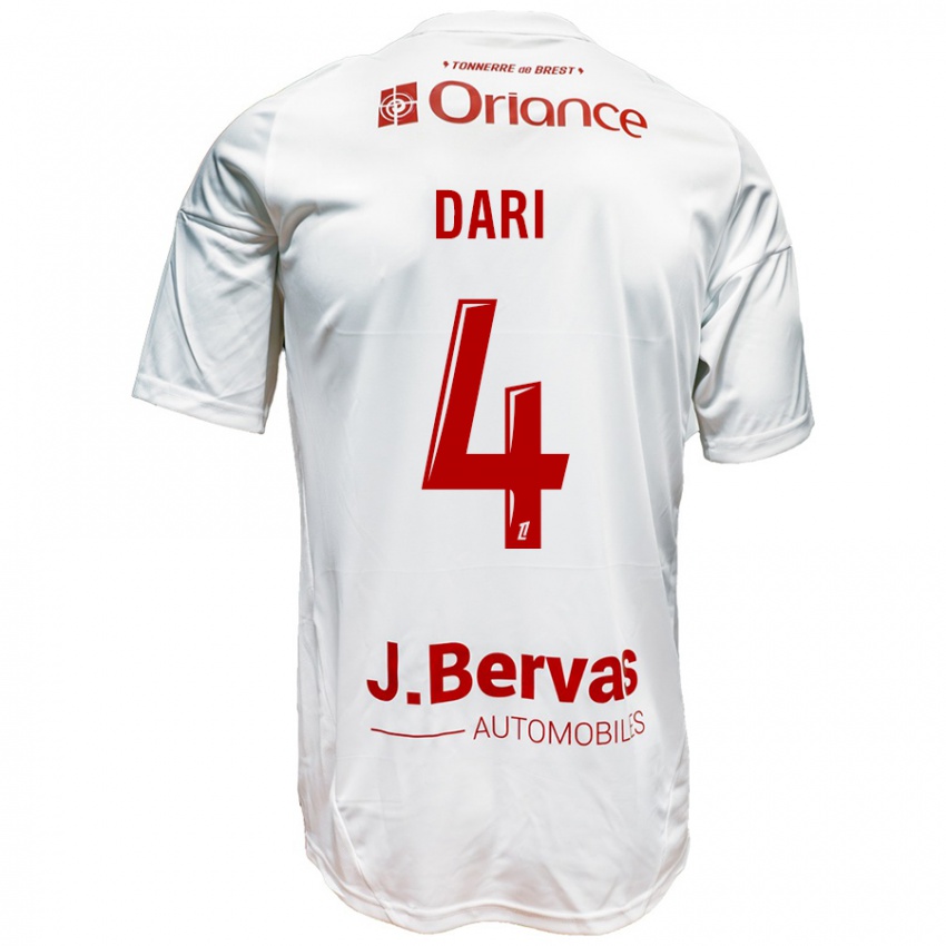 Hombre Camiseta Achraf Dari #4 Blanco Rojo 2ª Equipación 2024/25 La Camisa Perú