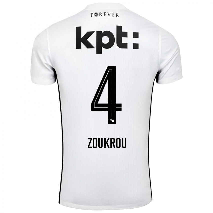 Hombre Camiseta Tanguy Zoukrou #4 Blanco Negro 2ª Equipación 2024/25 La Camisa Perú