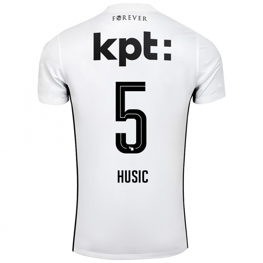 Hombre Camiseta Anel Husic #5 Blanco Negro 2ª Equipación 2024/25 La Camisa Perú