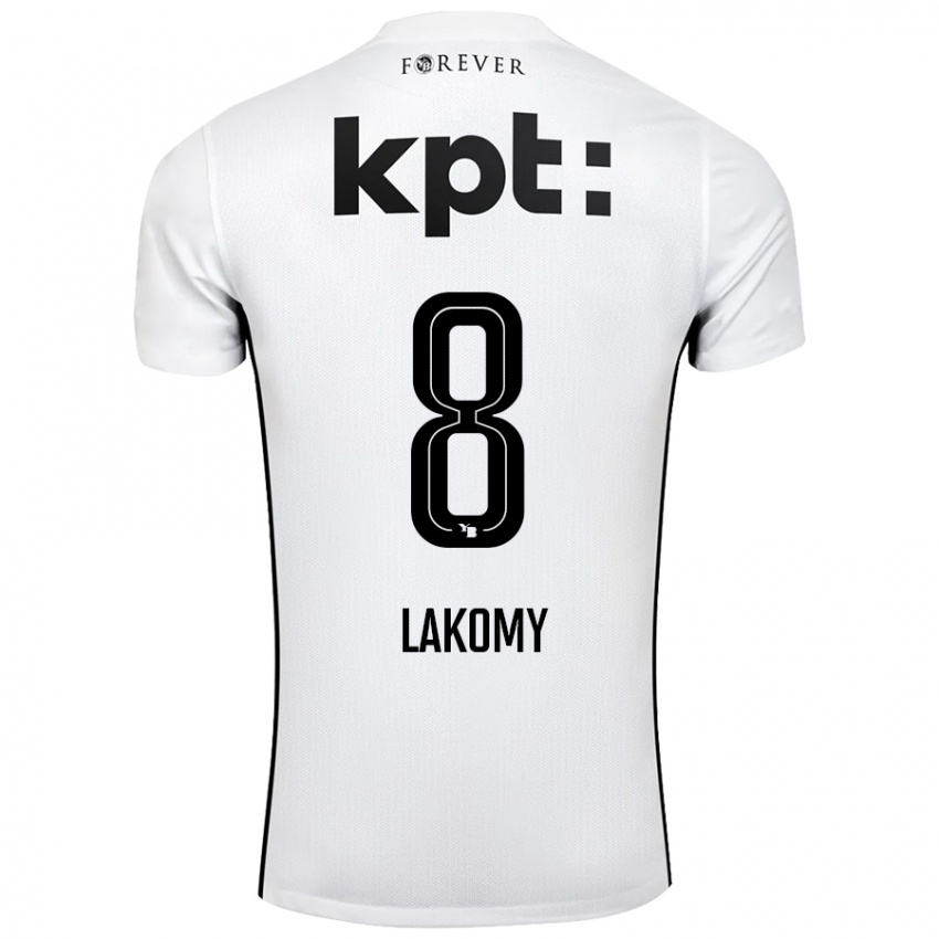 Hombre Camiseta Lukasz Lakomy #8 Blanco Negro 2ª Equipación 2024/25 La Camisa Perú