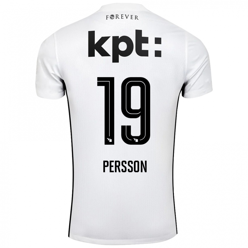 Hombre Camiseta Noah Persson #19 Blanco Negro 2ª Equipación 2024/25 La Camisa Perú