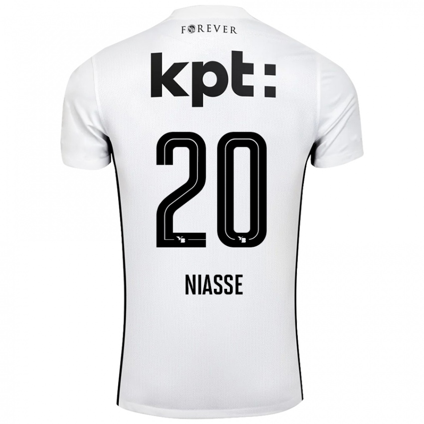 Hombre Camiseta Cheikh Niasse #20 Blanco Negro 2ª Equipación 2024/25 La Camisa Perú