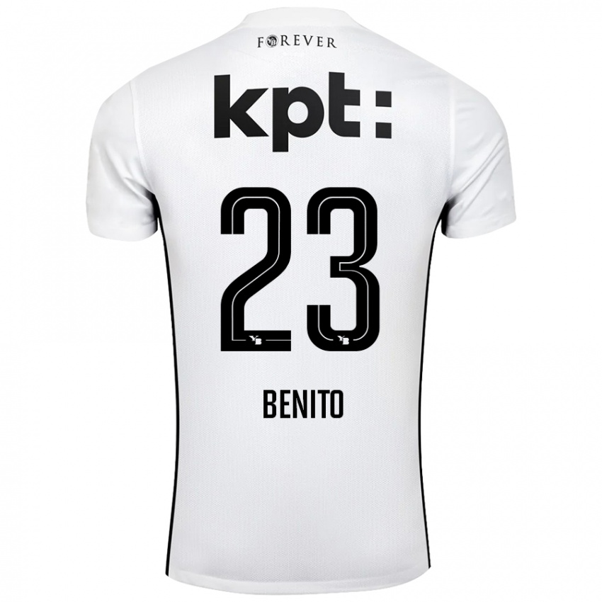 Hombre Camiseta Loris Benito #23 Blanco Negro 2ª Equipación 2024/25 La Camisa Perú