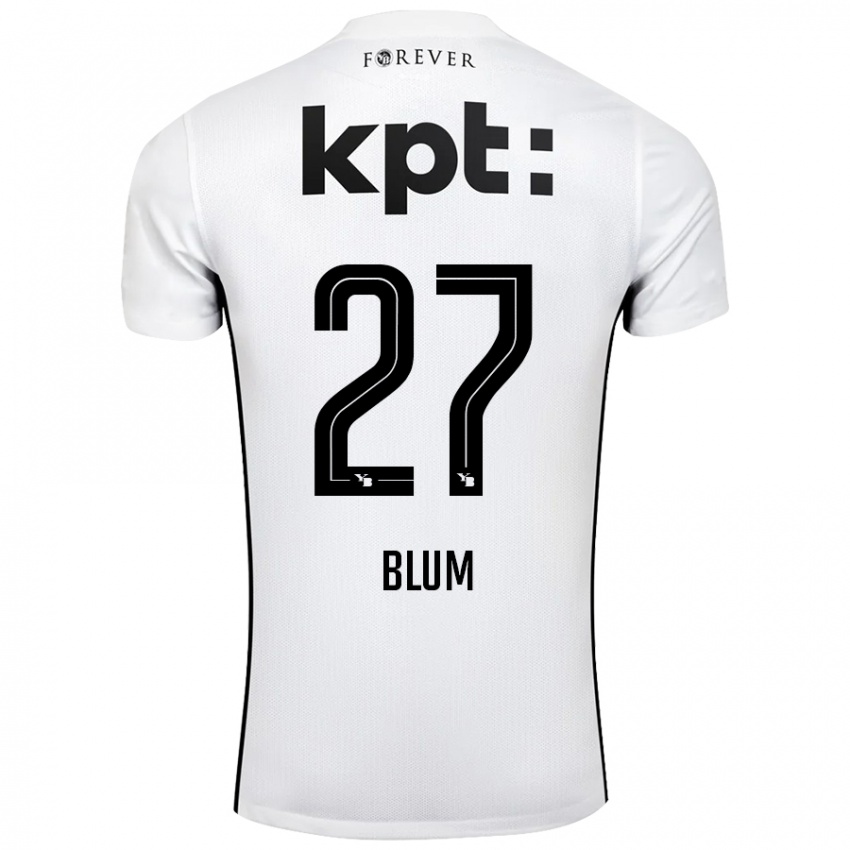 Hombre Camiseta Lewin Blum #27 Blanco Negro 2ª Equipación 2024/25 La Camisa Perú