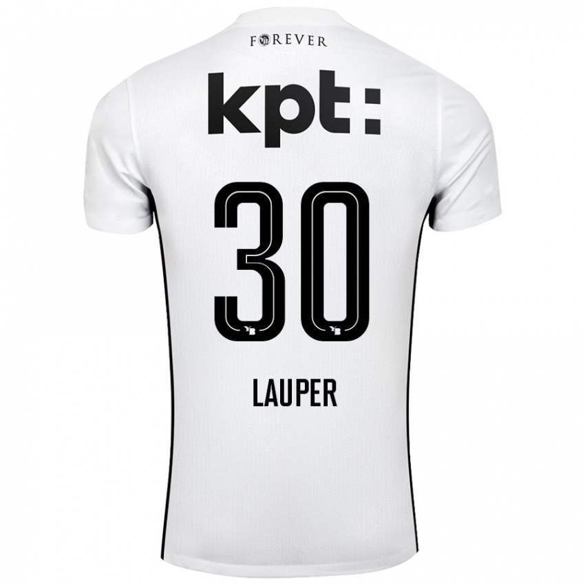 Hombre Camiseta Sandro Lauper #30 Blanco Negro 2ª Equipación 2024/25 La Camisa Perú