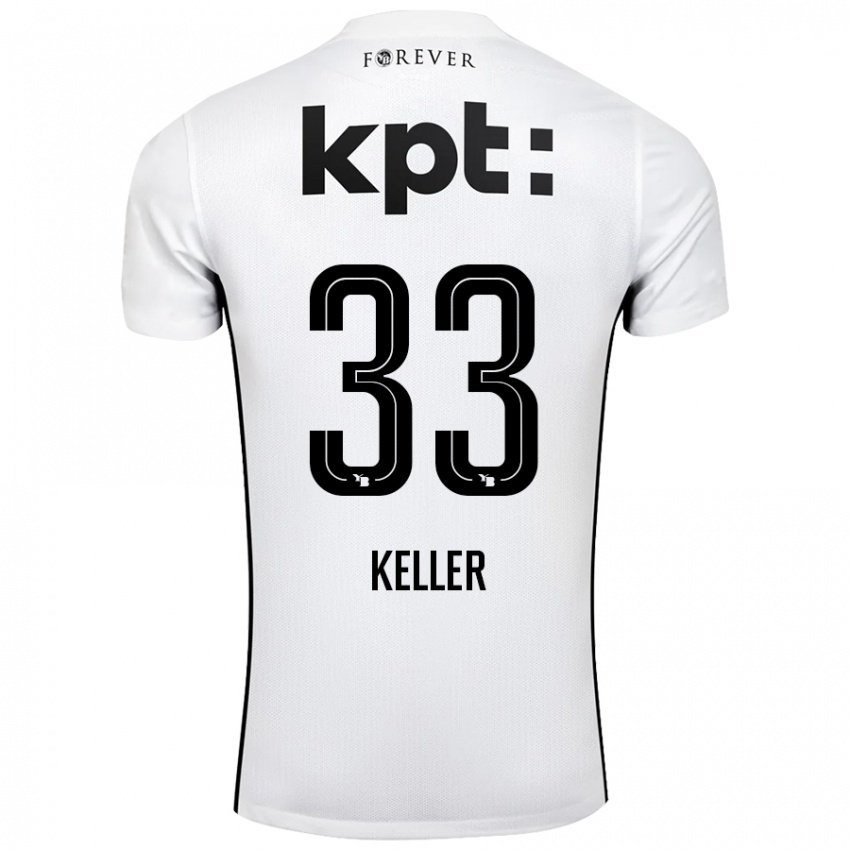 Hombre Camiseta Marvin Keller #33 Blanco Negro 2ª Equipación 2024/25 La Camisa Perú