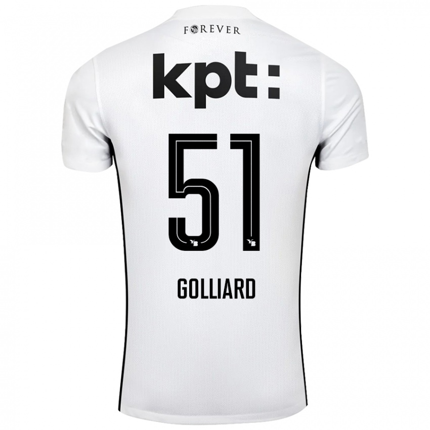 Hombre Camiseta Théo Golliard #51 Blanco Negro 2ª Equipación 2024/25 La Camisa Perú