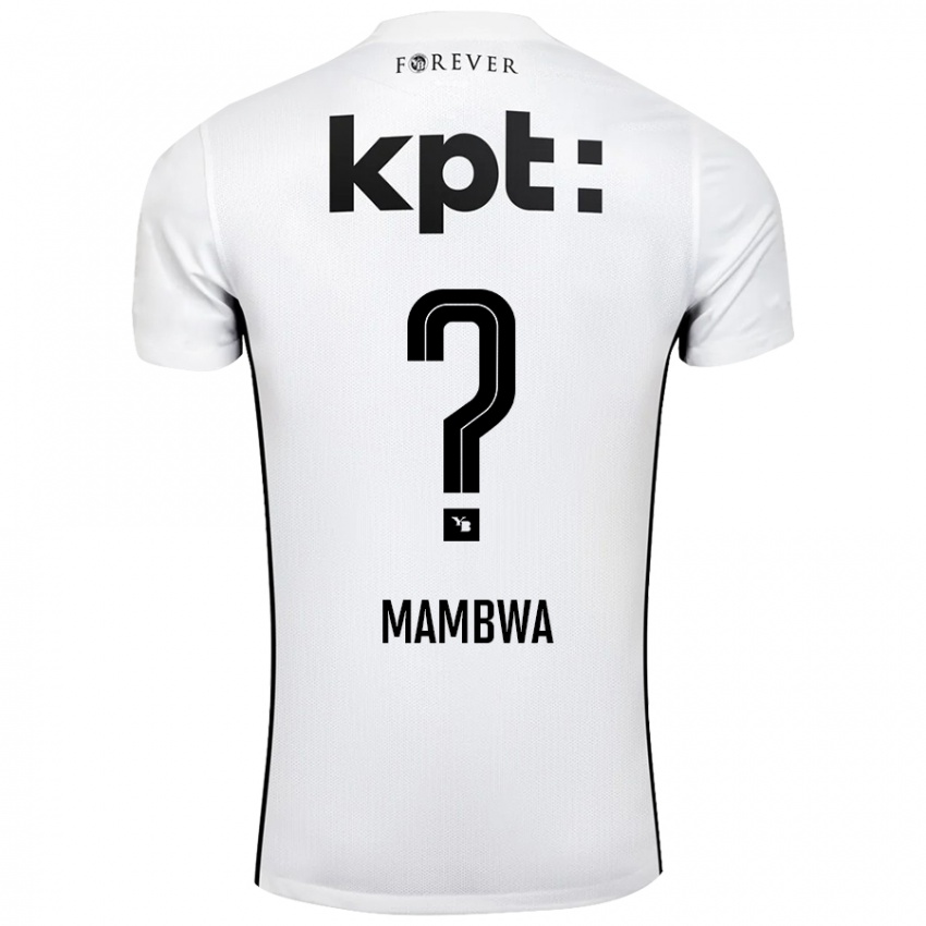 Hombre Camiseta Olivier Mambwa #0 Blanco Negro 2ª Equipación 2024/25 La Camisa Perú