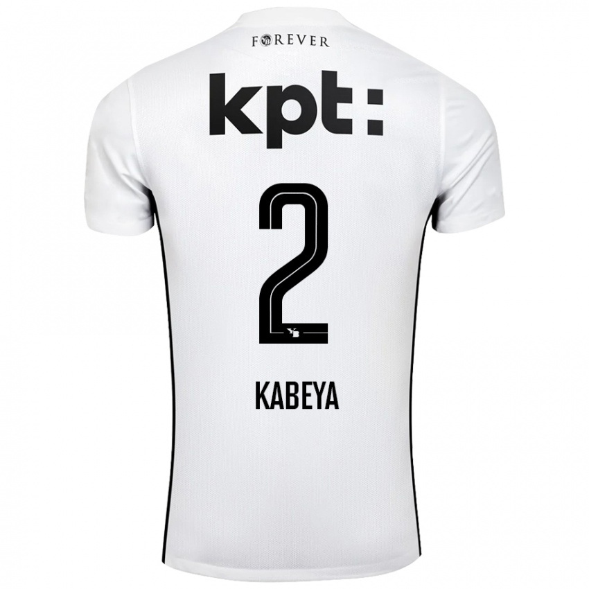 Hombre Camiseta Benjamin Kabeya #2 Blanco Negro 2ª Equipación 2024/25 La Camisa Perú