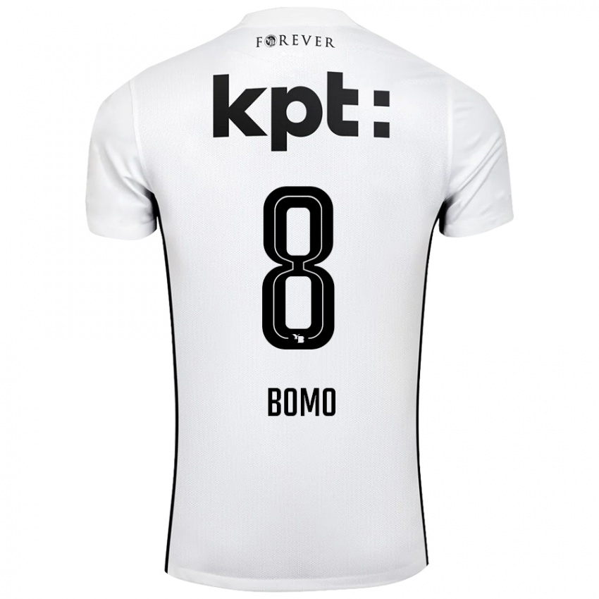 Hombre Camiseta Jacques Bomo #8 Blanco Negro 2ª Equipación 2024/25 La Camisa Perú