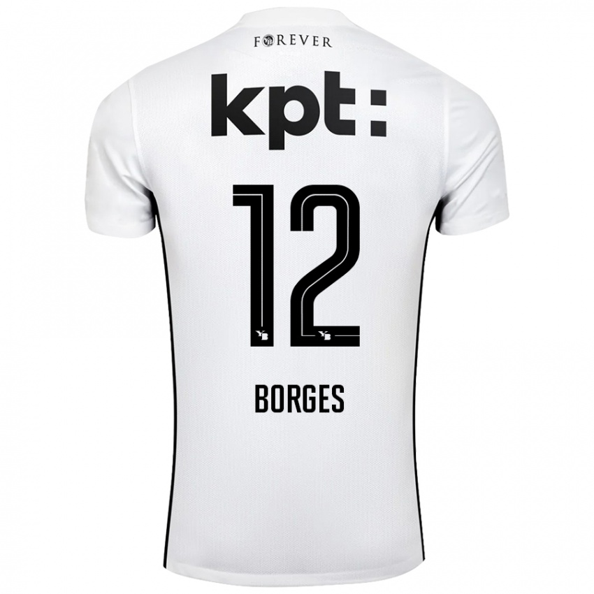 Hombre Camiseta David Borges #12 Blanco Negro 2ª Equipación 2024/25 La Camisa Perú