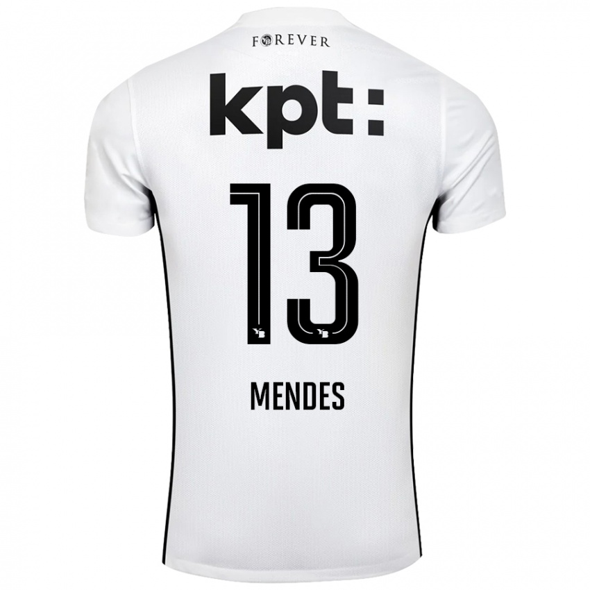 Hombre Camiseta Daniel Mendes #13 Blanco Negro 2ª Equipación 2024/25 La Camisa Perú