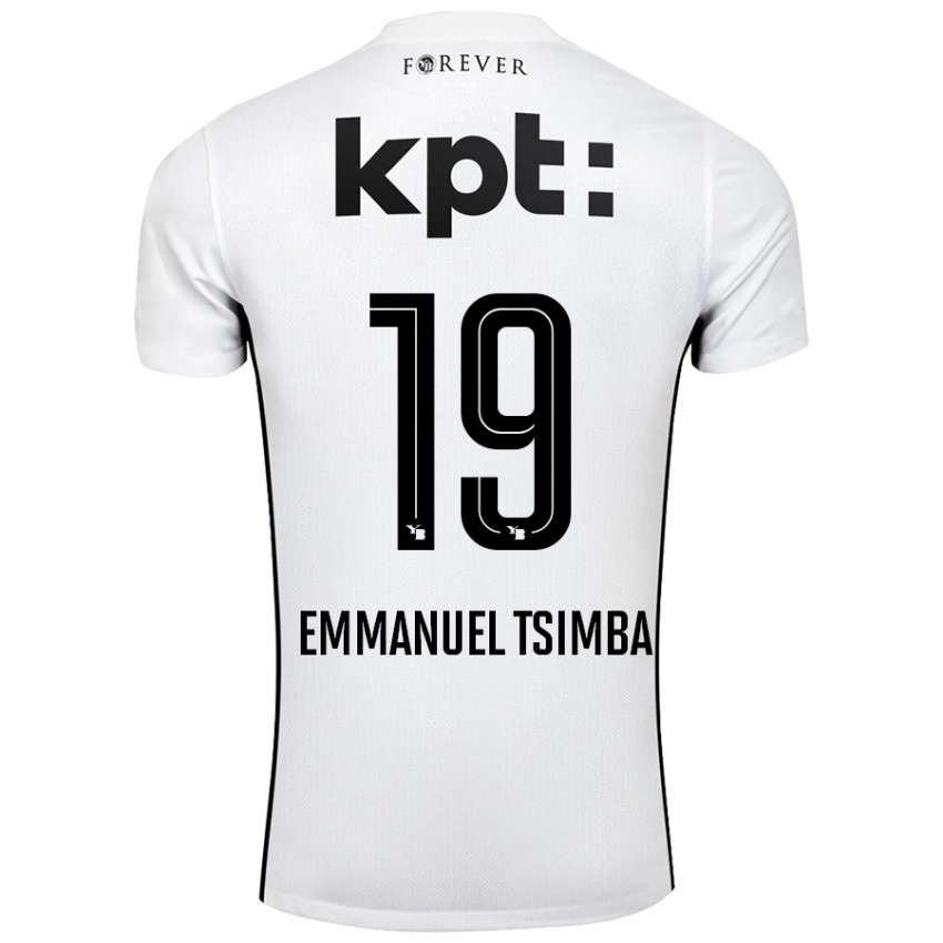 Hombre Camiseta Felix Emmanuel Tsimba #19 Blanco Negro 2ª Equipación 2024/25 La Camisa Perú